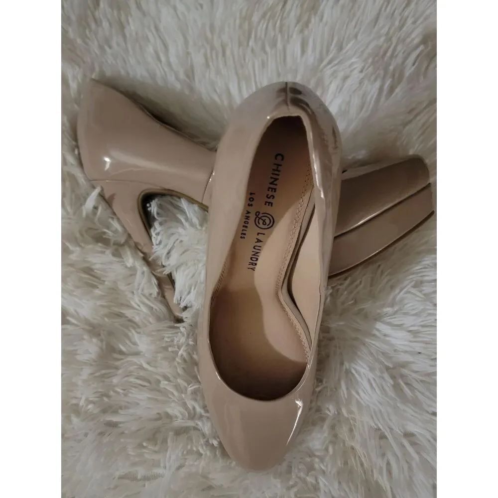 🆕️👠Chinese Laundry Wonder. Patent Leather Stiletto, Beige, Sz 9